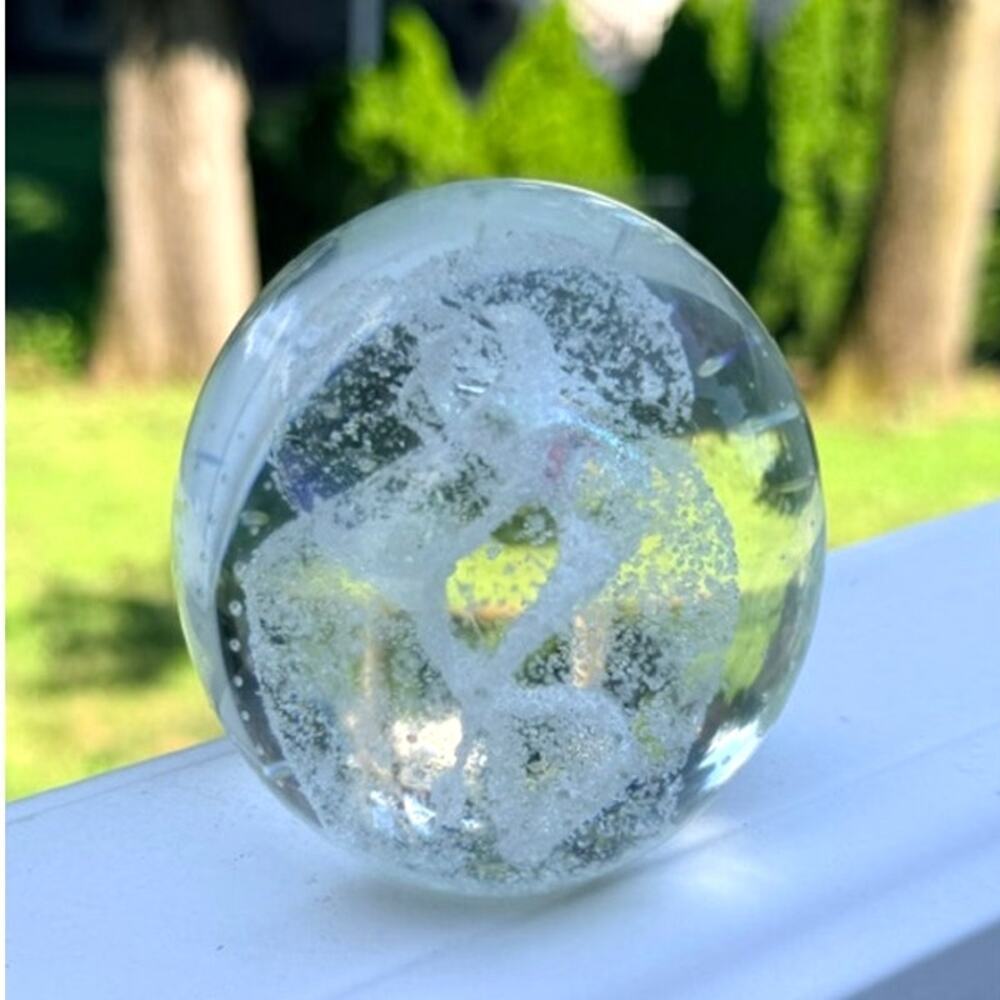 Signed Jim Karg Karg Art Glass Studio Paperweight Bubble Spiral 3"